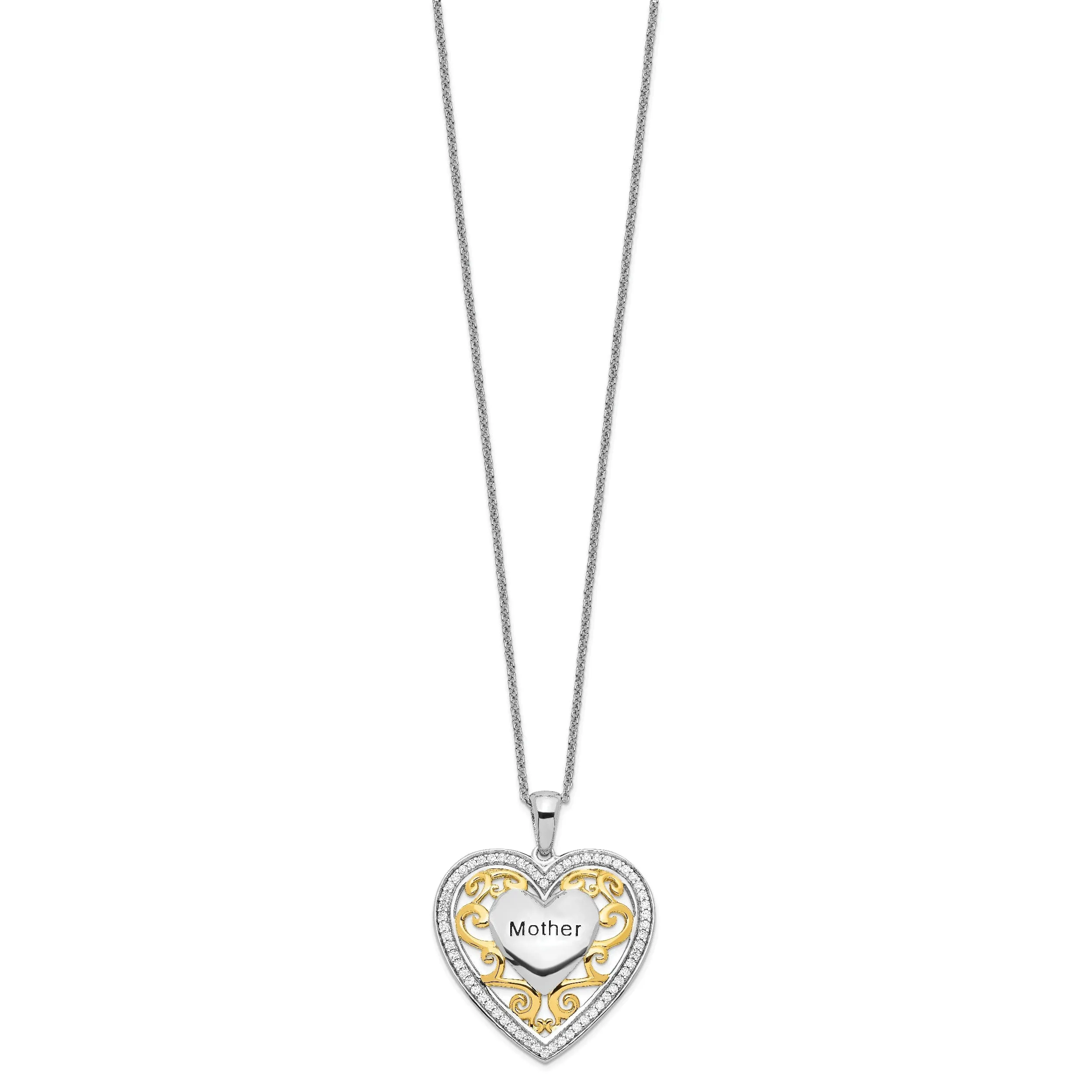 Sterling Silver Mother Heart Necklace