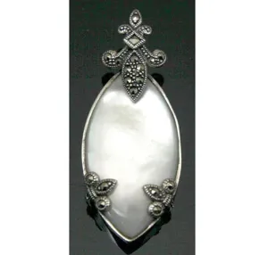 Sterling Silver Mother of Pearl Marcasite Pendant