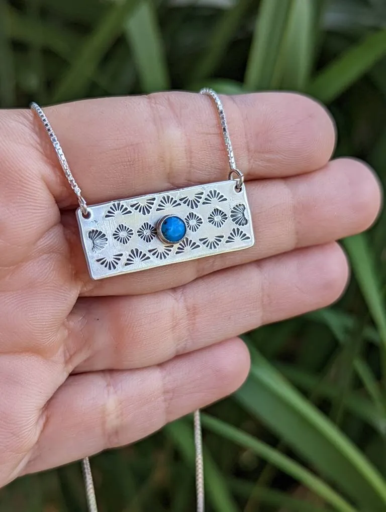 Sterling silver necklace with 5 mm Kingman mine turquoise
