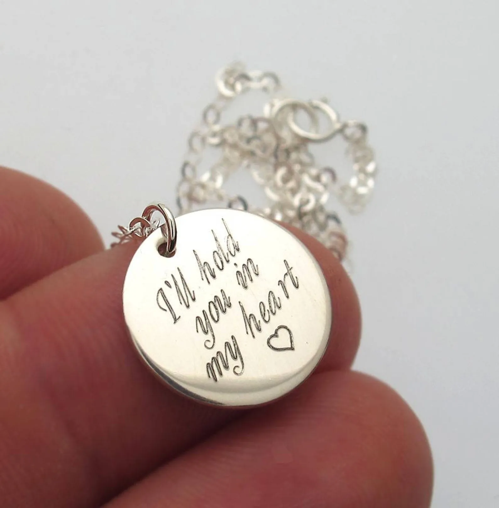 Sterling Silver Personalized necklace Mantra Faith Over Fear Pendant