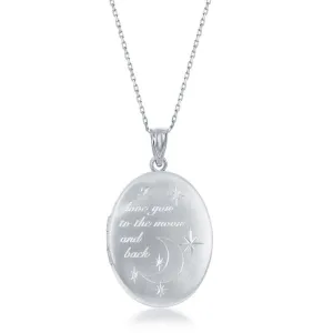 Sterling Silver "I Love You To The Moon & Back" Oval Locket With Chain