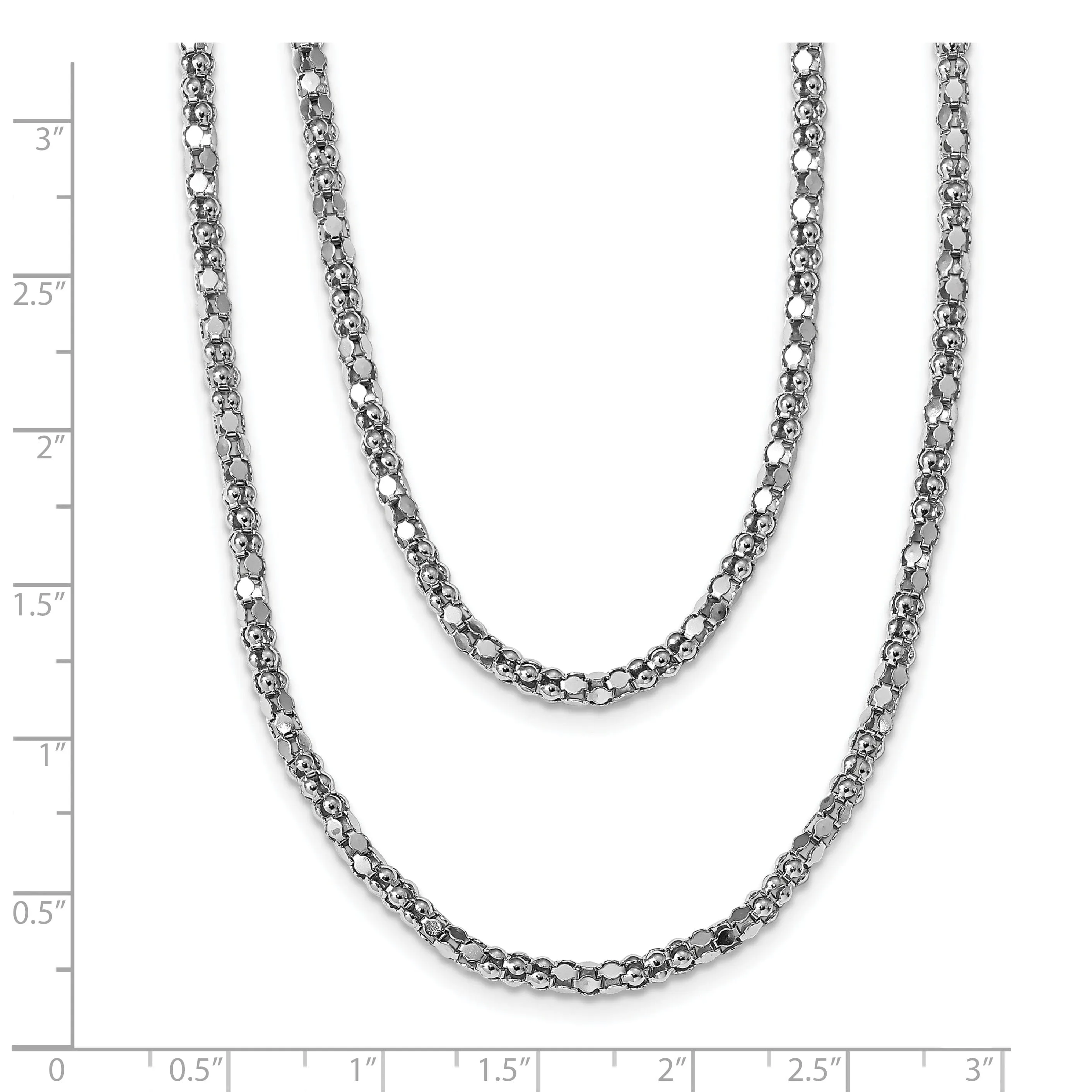 Sterling Silver Rhodium Fancy 2 Strand Necklace