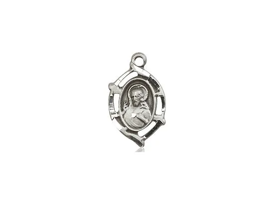 Sterling Silver Scapular Pendant on a 18 inch Sterling Silver Light Curb Chain