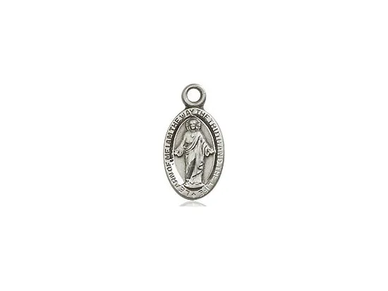 Sterling Silver Scapular Pendant on a 18 inch Sterling Silver Light Curb Chain