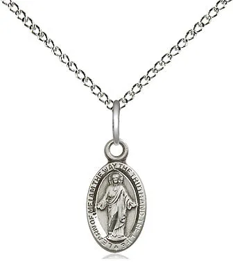 Sterling Silver Scapular Pendant on a 18 inch Sterling Silver Light Curb Chain
