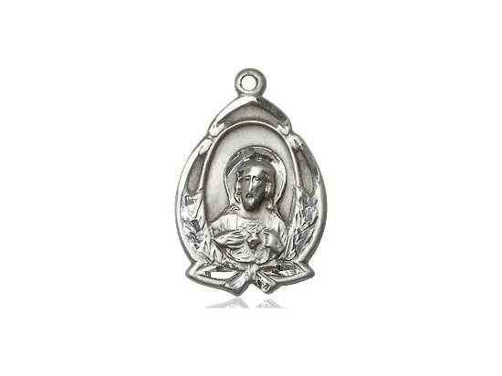 Sterling Silver Scapular Pendant on a 18 inch Sterling Silver Light Curb Chain