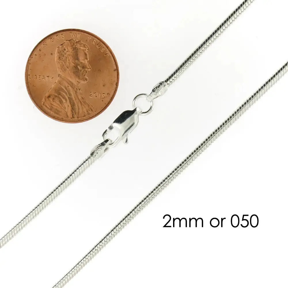 Sterling Silver Snake Chain Necklace with Lobster Clasp