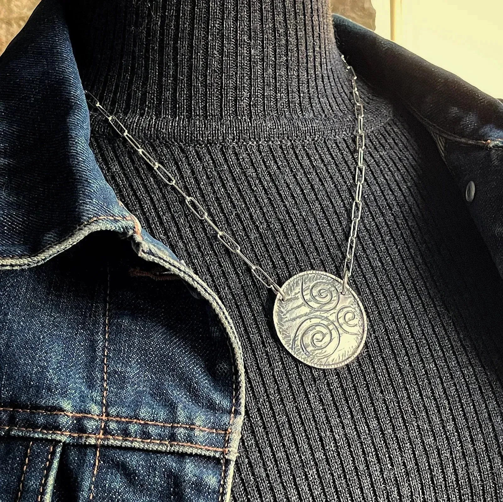 Sterling Silver Spiral Necklace