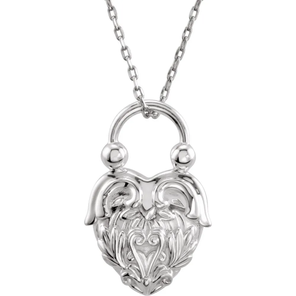 Sterling Silver Vintage-Inspired Heart Pendant or Necklace