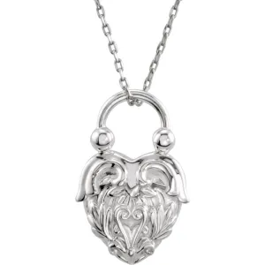 Sterling Silver Vintage-Inspired Heart Pendant or Necklace