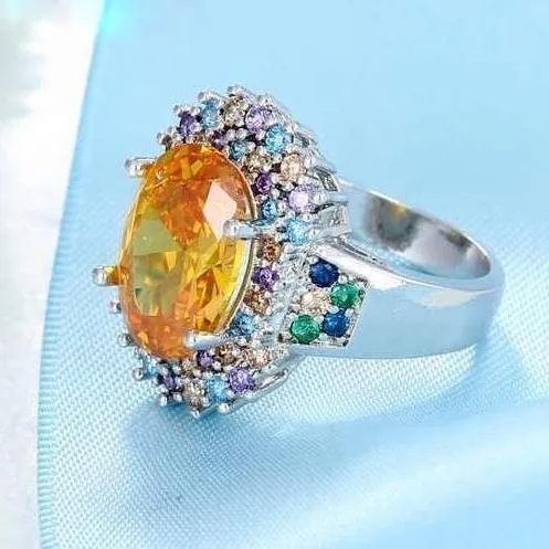 Super Big Yellow Citrine Ring