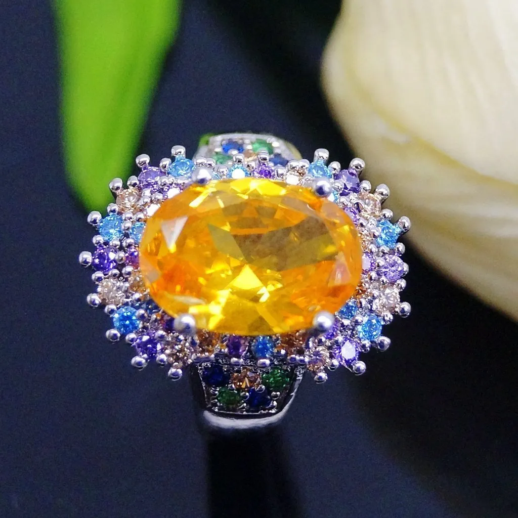 Super Big Yellow Citrine Ring