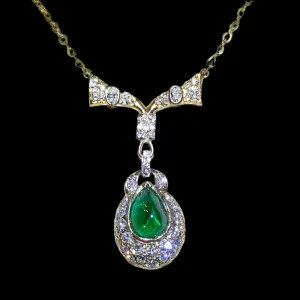 Super Clearance, Must Sell 5.56 ct. Natural Emerald and Diamond Necklace