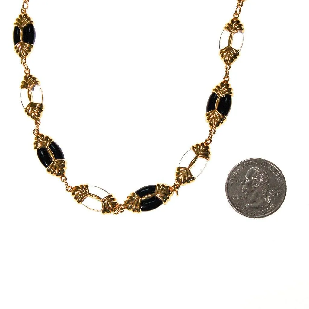 Swarovski Black, Gold, Clear, Crystal Necklace