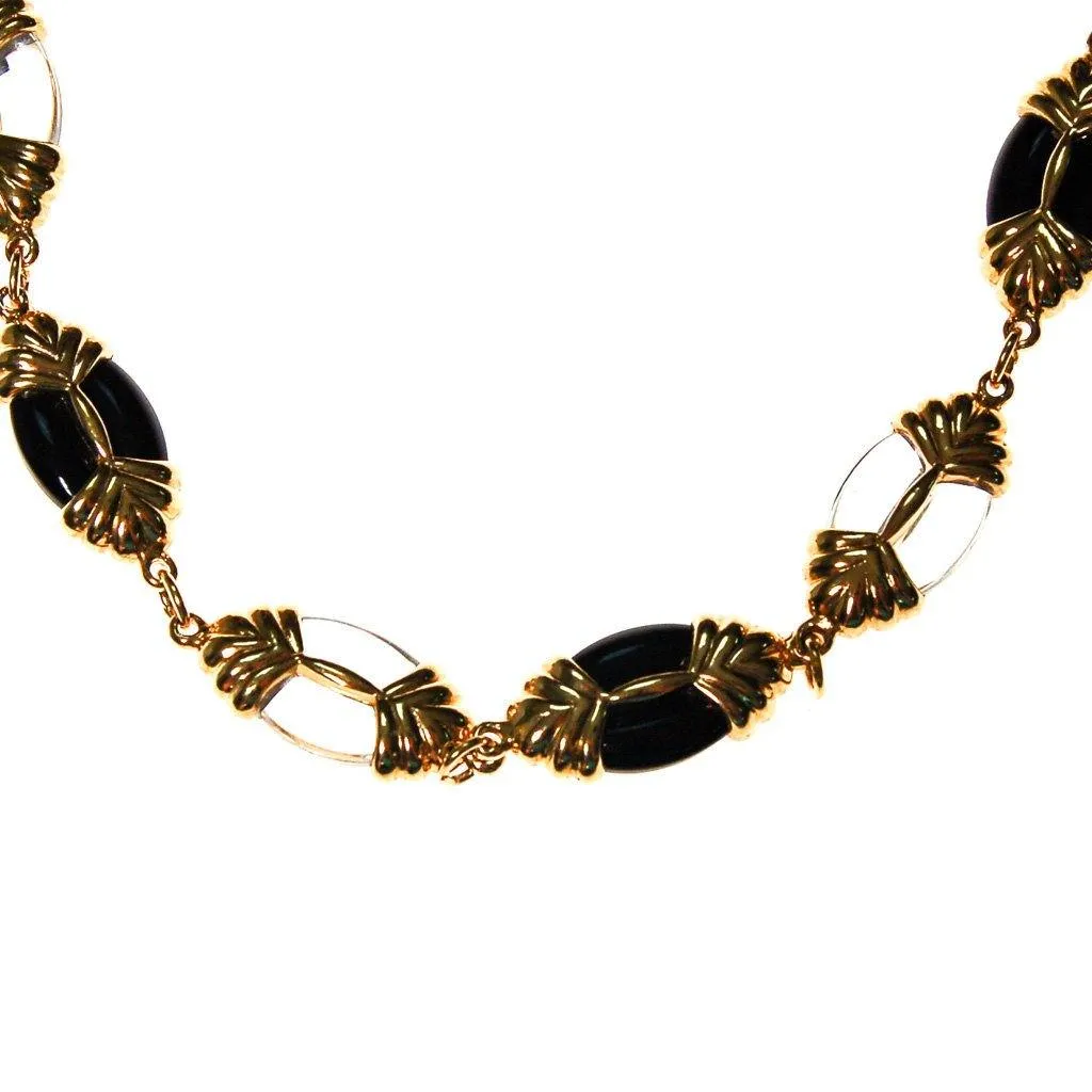 Swarovski Black, Gold, Clear, Crystal Necklace