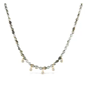 Tahitian pearl necklace with diamond charms