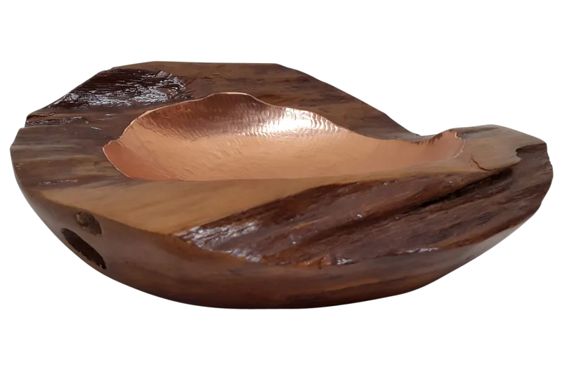 Teak and Copper Bowl