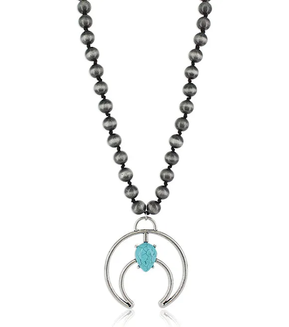 Teardrop Crescent Silver Attitude Necklace