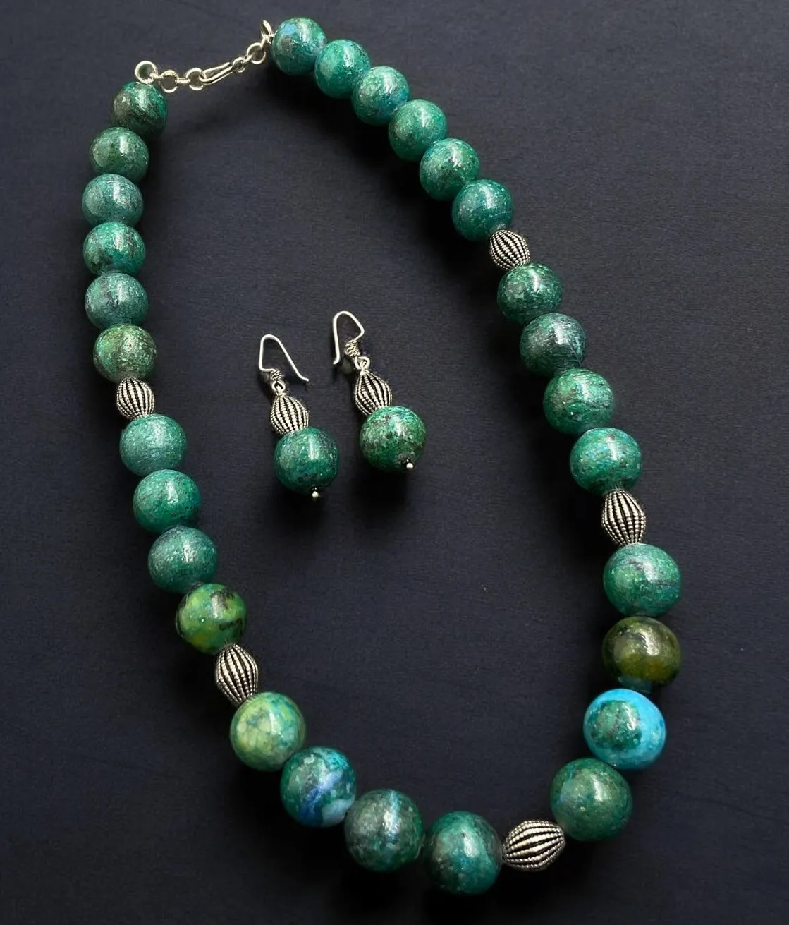 The Blue Apatite Silver Gemstone Necklace & Earrings