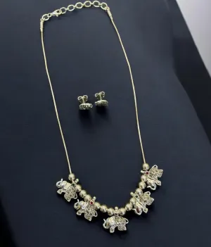 The Glittering Elephant Parade Silver Marcasite Necklace & Earrings