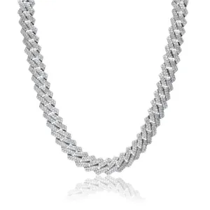 The Shining Moment® - 10mm Iced Out Diamond Prong Link Cuban Choker in White Gold