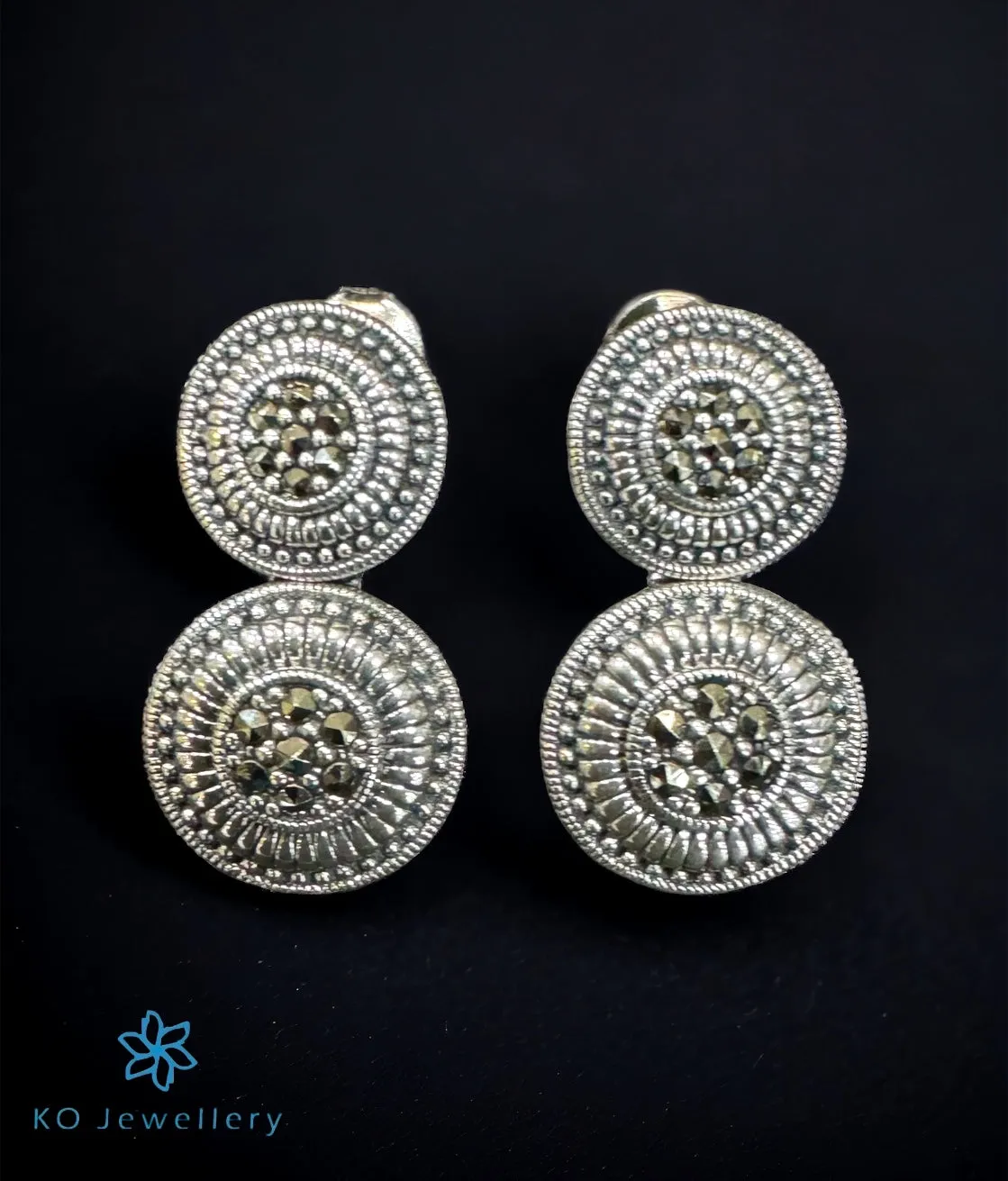 The Sparkling Circles Silver Marcasite Necklace & Earrings
