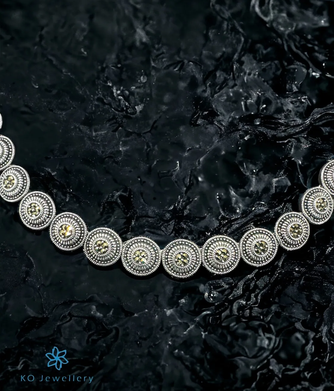 The Sparkling Circles Silver Marcasite Necklace & Earrings