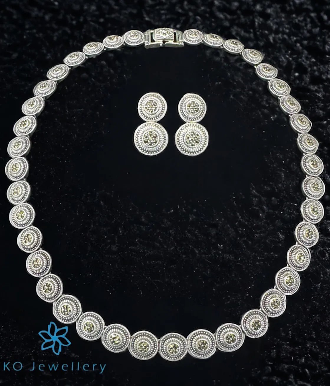 The Sparkling Circles Silver Marcasite Necklace & Earrings
