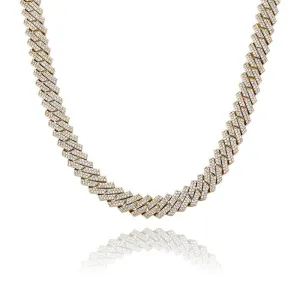The Stunning Moment III® - 14mm Iced Out Diamond Prong Link Cuban Choker Chain in 14K Gold