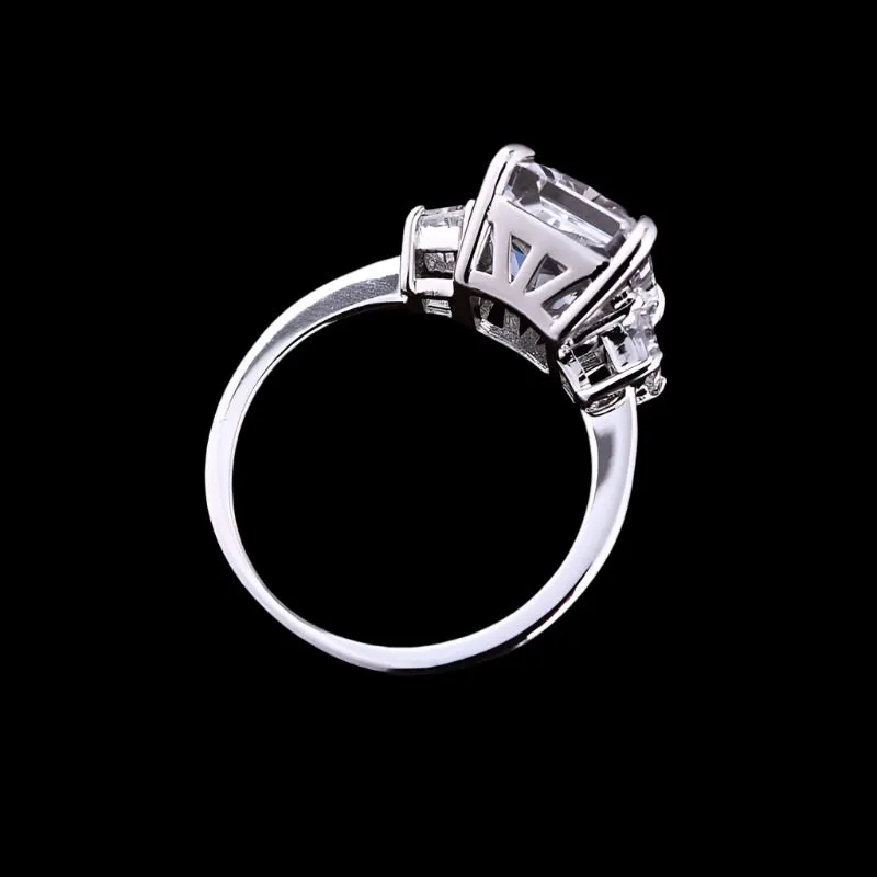Three Stone Radiant Cut Diamond Engagement Ring
