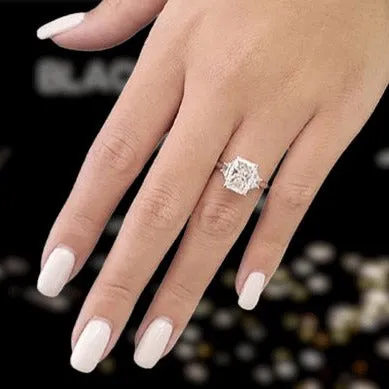 Three Stone Radiant Cut Diamond Engagement Ring