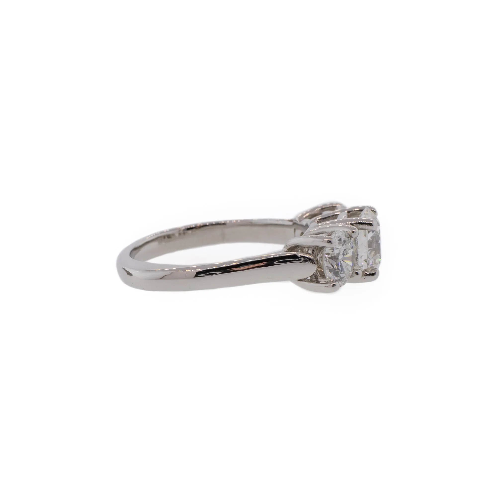 Three Stone Round Brilliant Diamond & Platinum Engagement Ring