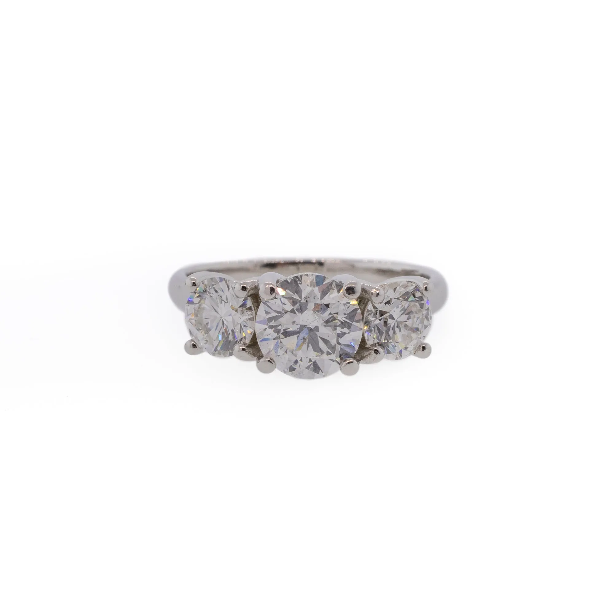 Three Stone Round Brilliant Diamond & Platinum Engagement Ring