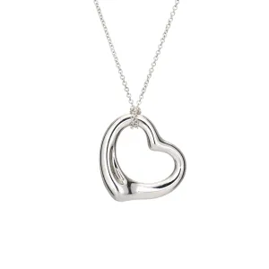 Tiffany & Co 22mm Open Heart Necklace Medium Sterling Silver Estate Signed