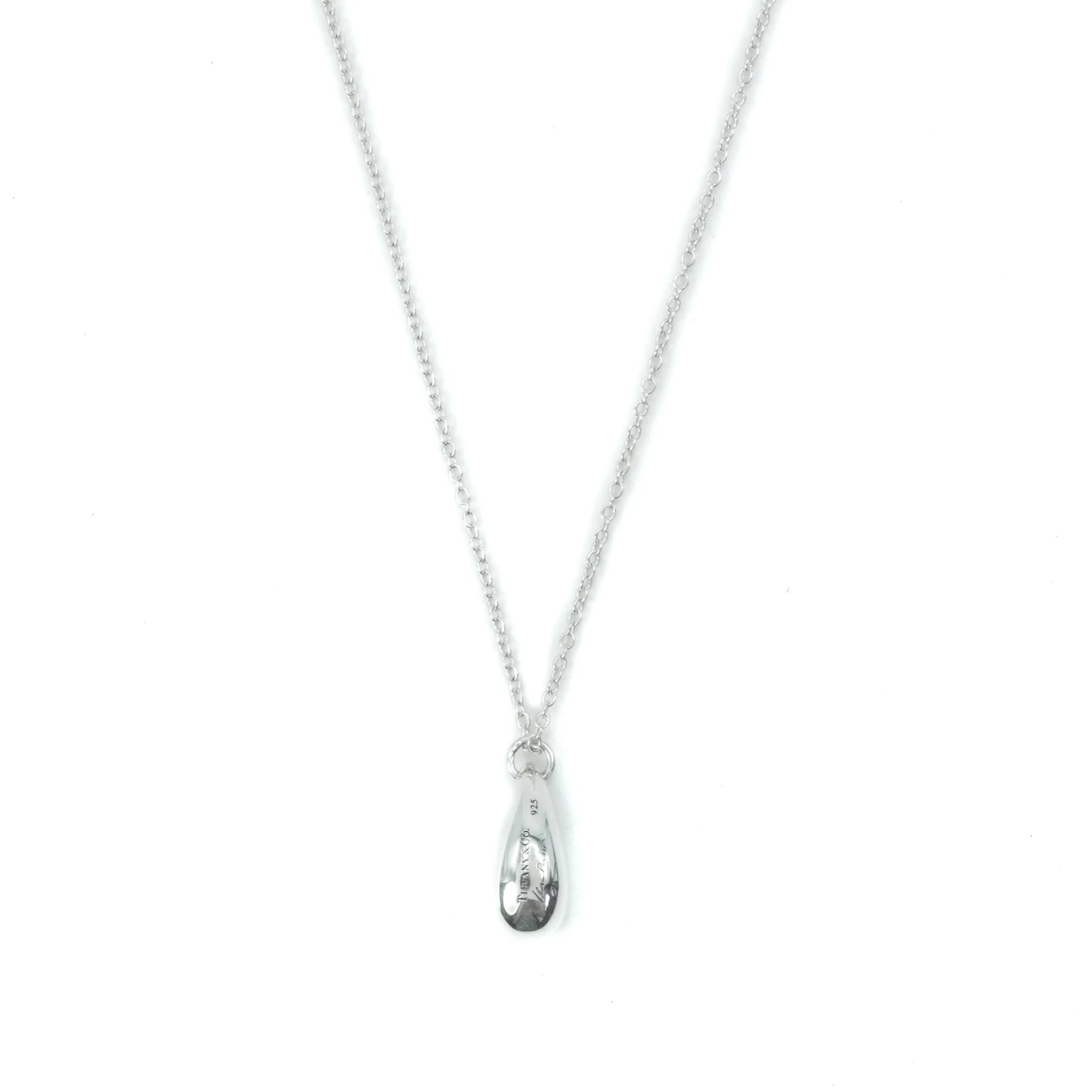 Tiffany & Co Elsa Peretti Teardrop 12mm Sterling Silver Pendant Necklace - 16"
