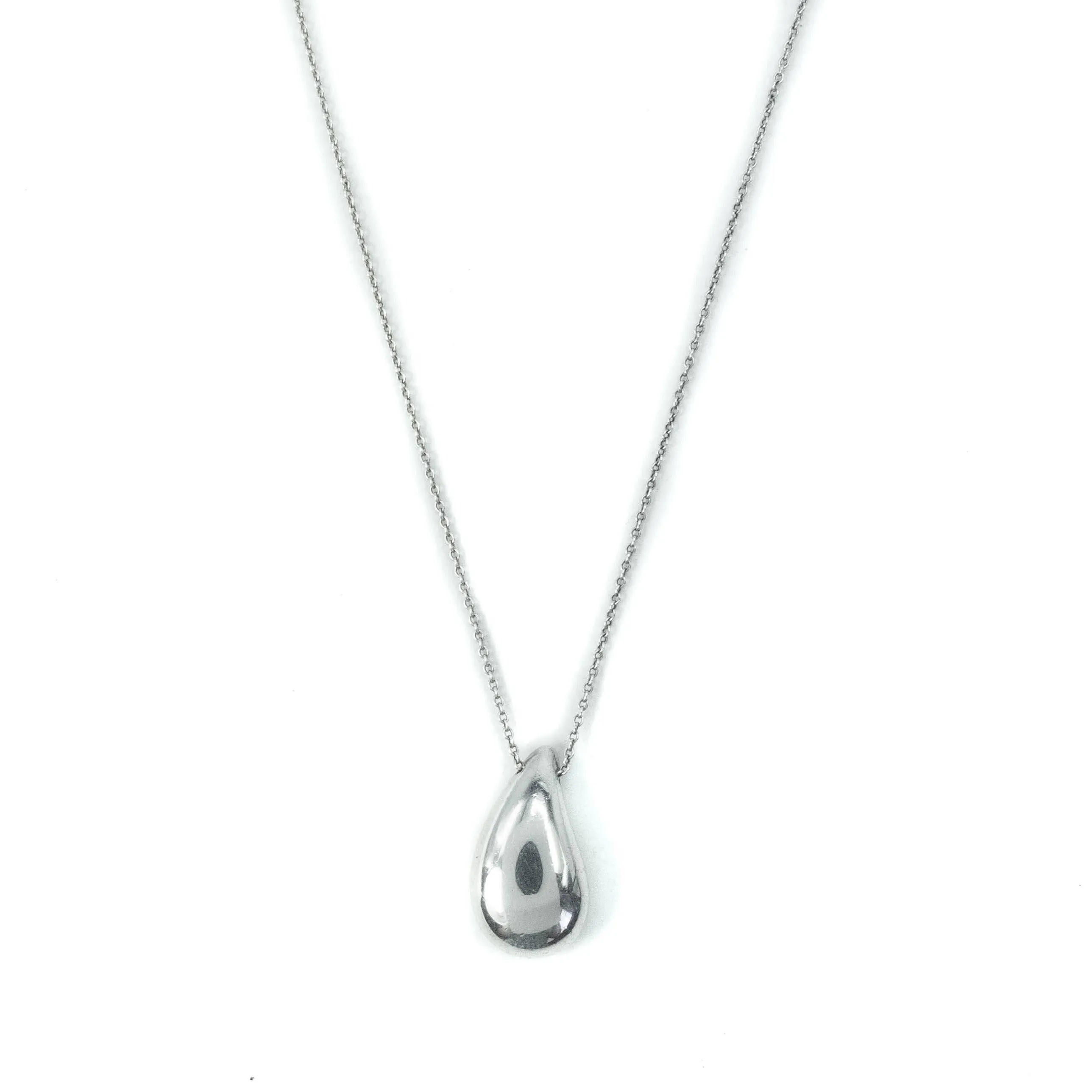 Tiffany & Co Elsa Peretti Teardrop 22mm Sterling Silver Pendant Necklace - 18"