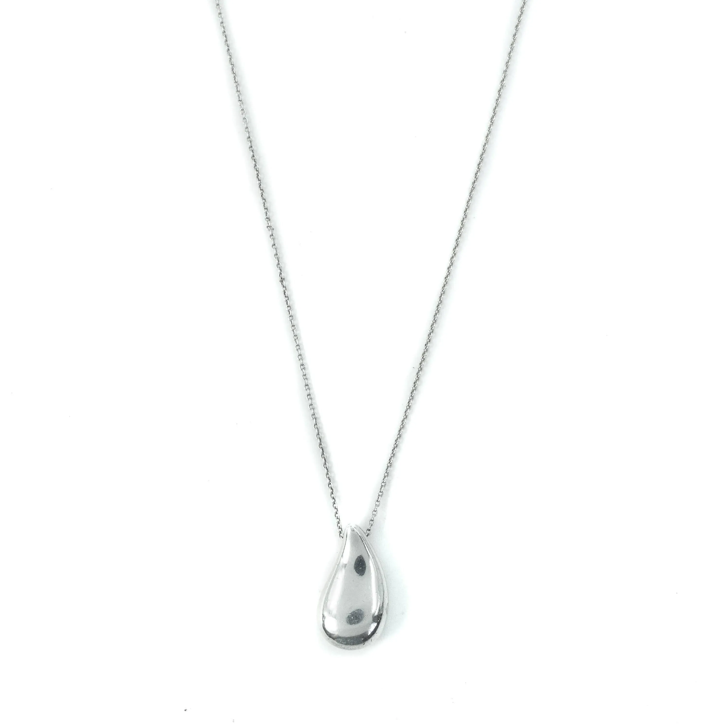 Tiffany & Co Elsa Peretti Teardrop 22mm Sterling Silver Pendant Necklace - 18"