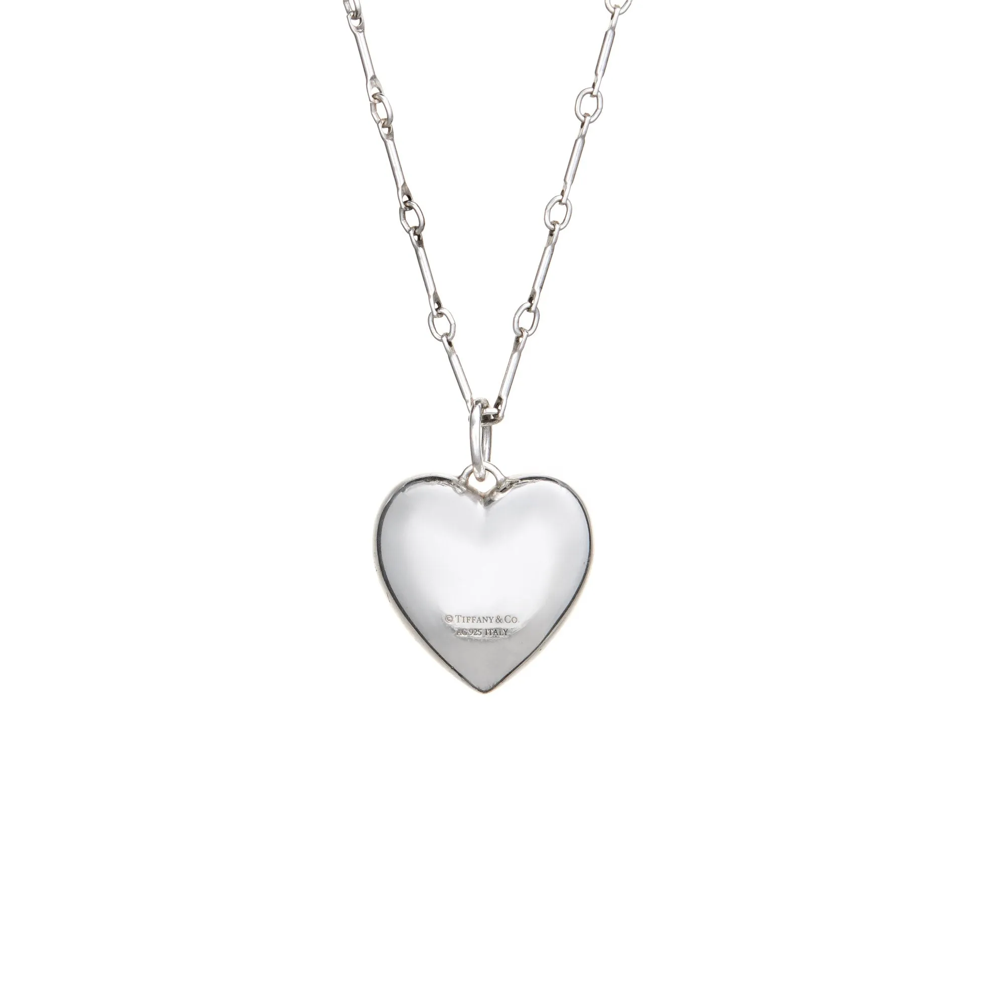 Tiffany & Co Heart Necklace Sterling Silver Estate Fine Jewelry 18" Chain