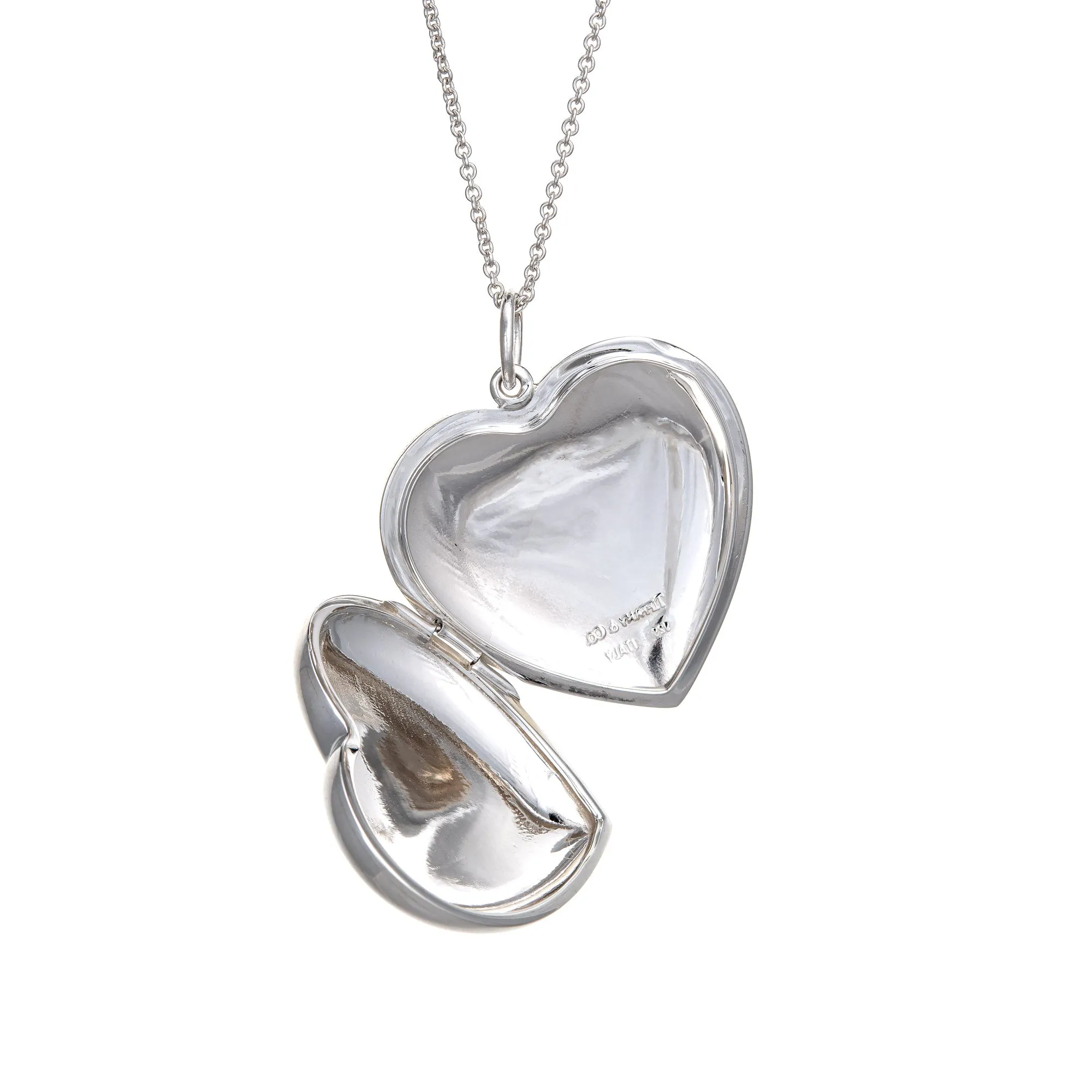 Tiffany & Co Large Heart Locket Pendant Sterling Silver Estate 16.5" Necklace