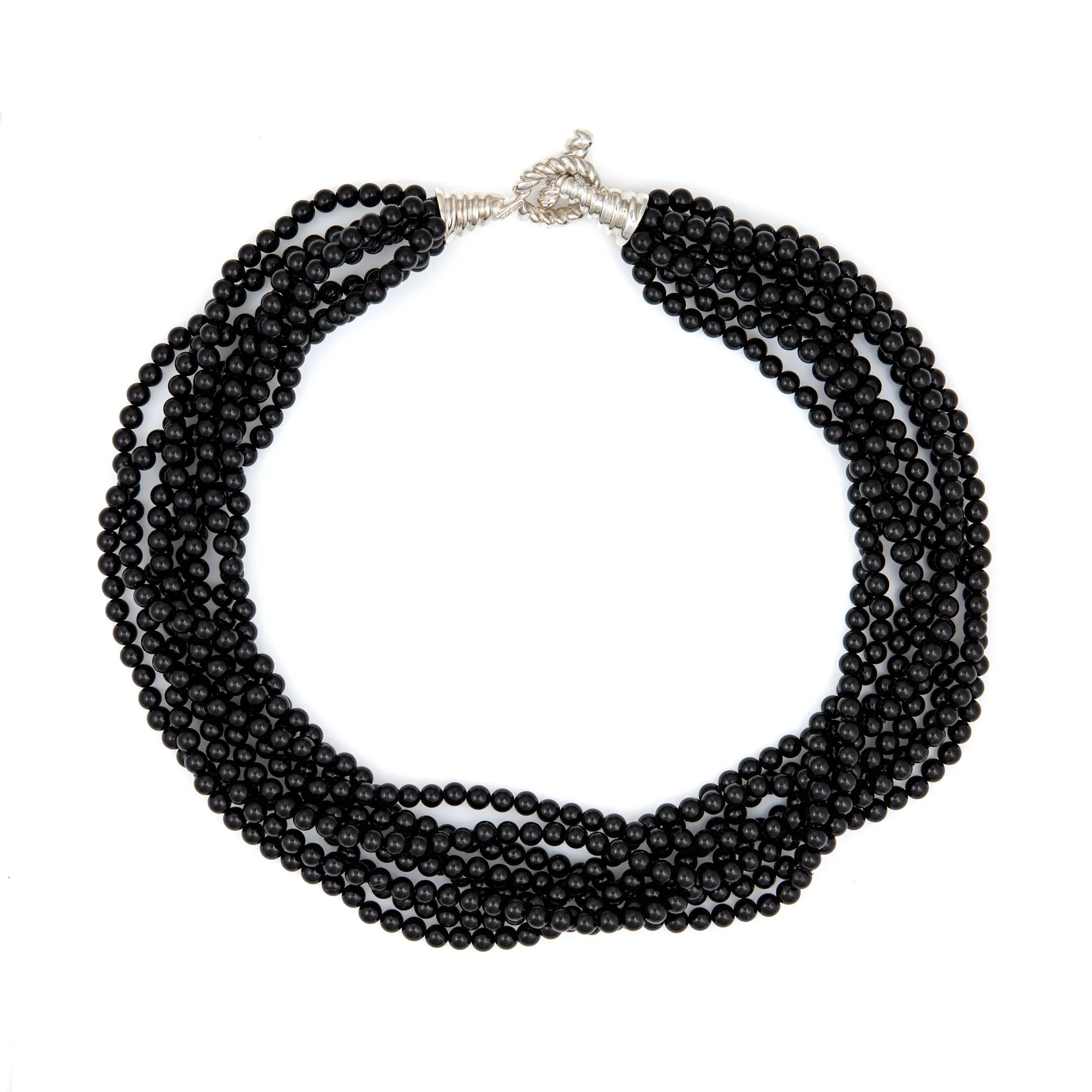 Tiffany & Co Necklace Onyx Multi Strand Torsade Toggle Vintage Fine Jewelry