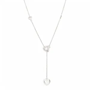 Tiffany & Co. Sterling Silver Heart Lariat Necklace – Classic & Elegant