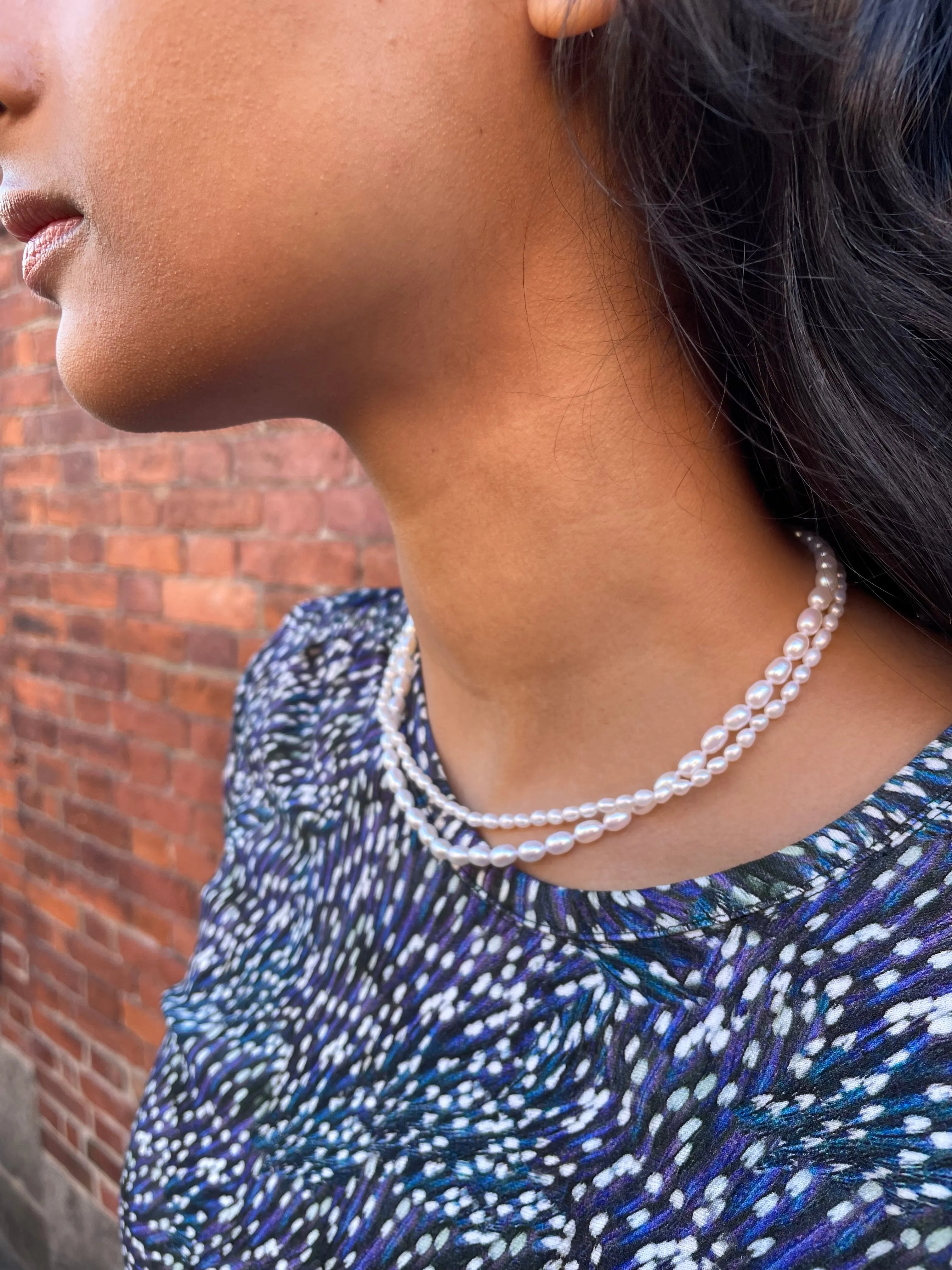 Tiny Seed Pearl Necklace - 14k Yellow Gold