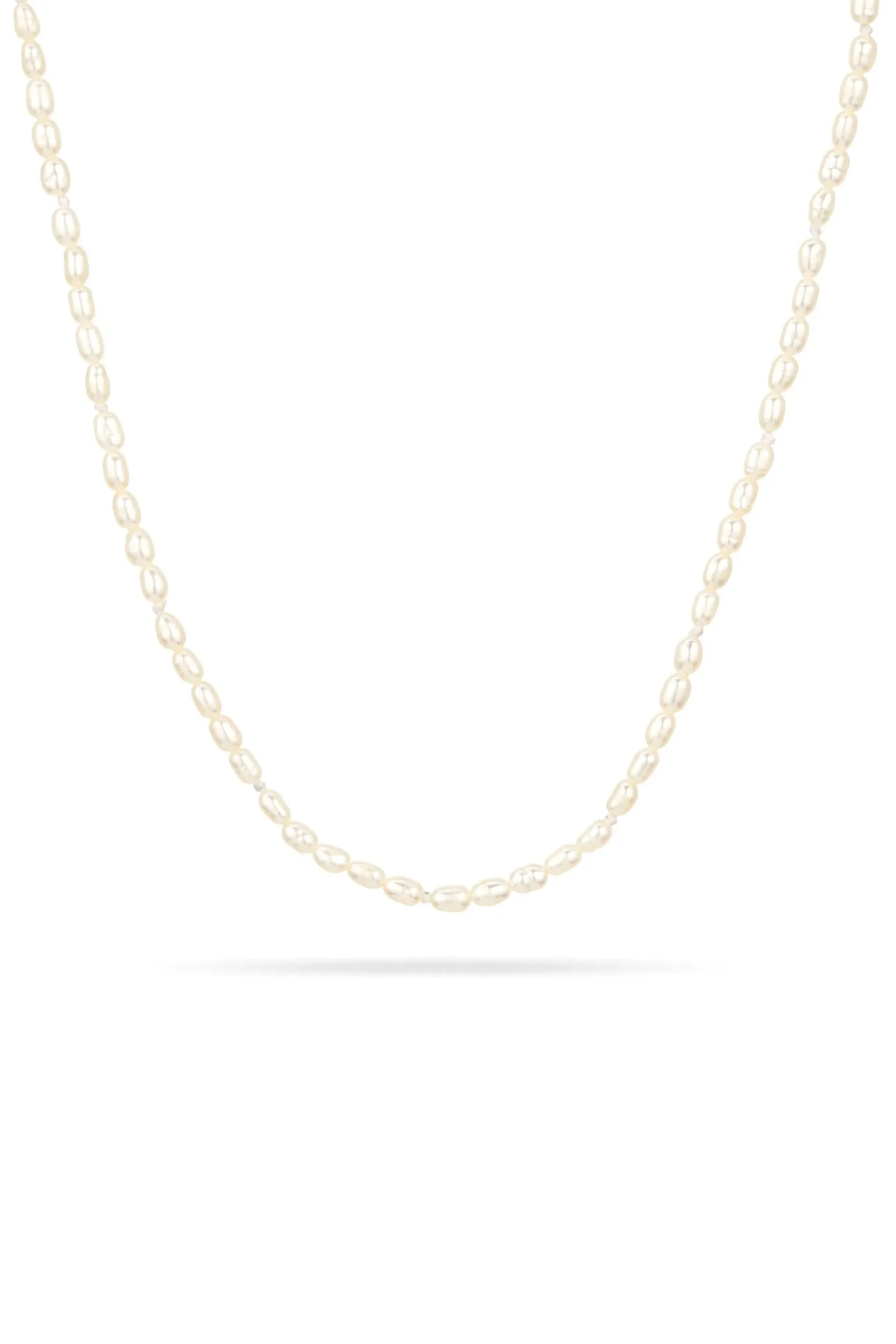 Tiny Seed Pearl Necklace - 14k Yellow Gold