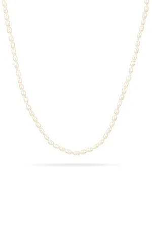 Tiny Seed Pearl Necklace - 14k Yellow Gold
