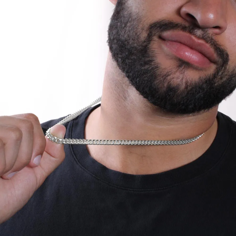 To My Bad Ass Bearded Dad Cuban Link Necklace, Dad Gift from Daughter or Son
