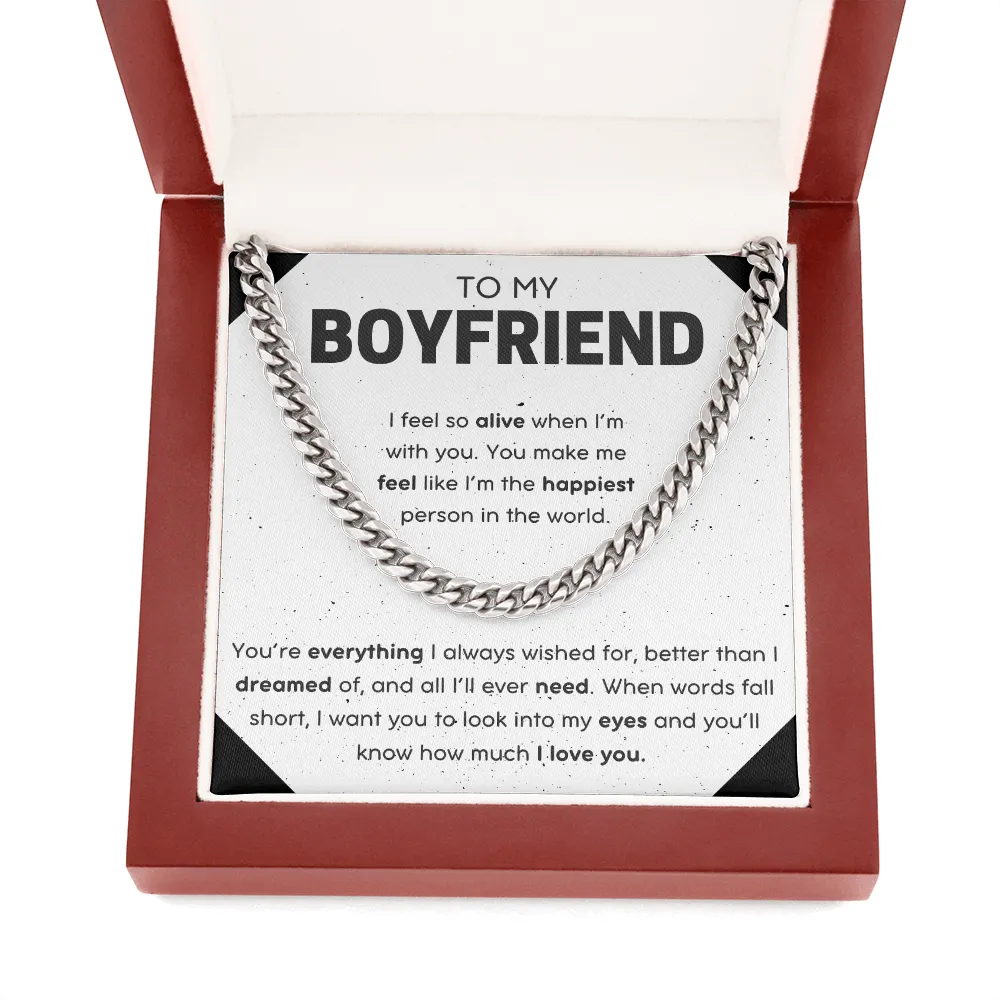 To My Boyfriend Cuban Link Chain Necklace