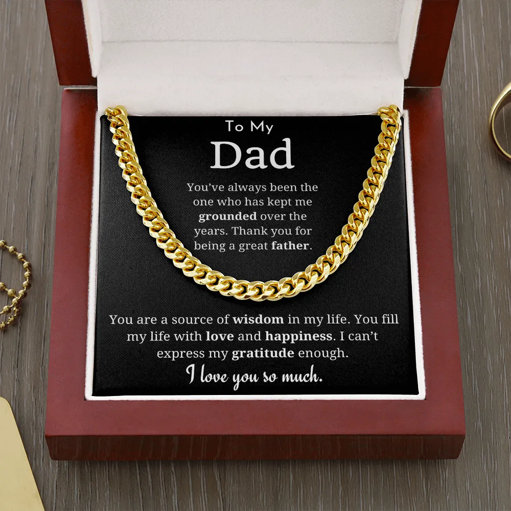 To My Dad Cuban Link Chain Necklace