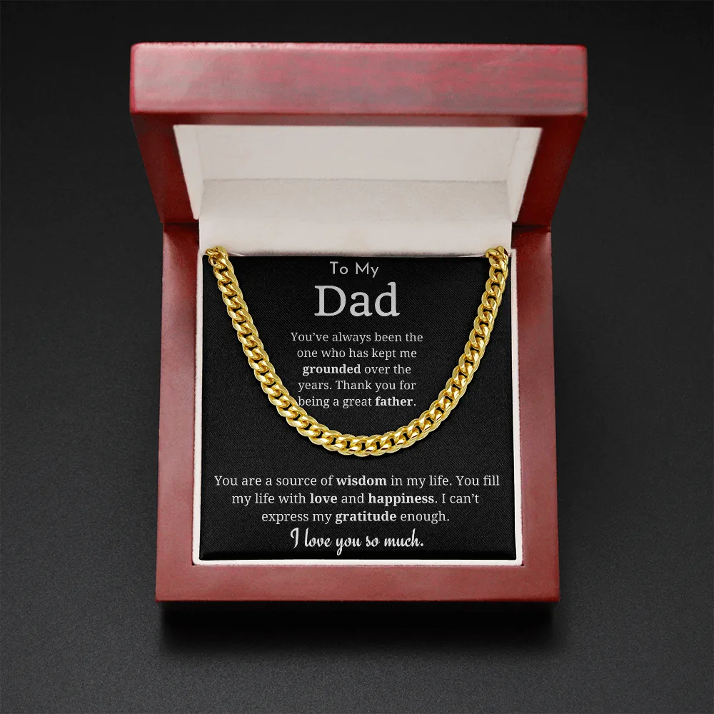 To My Dad Cuban Link Chain Necklace