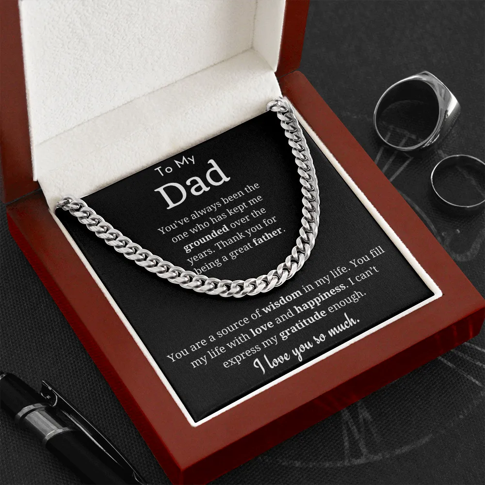 To My Dad Cuban Link Chain Necklace