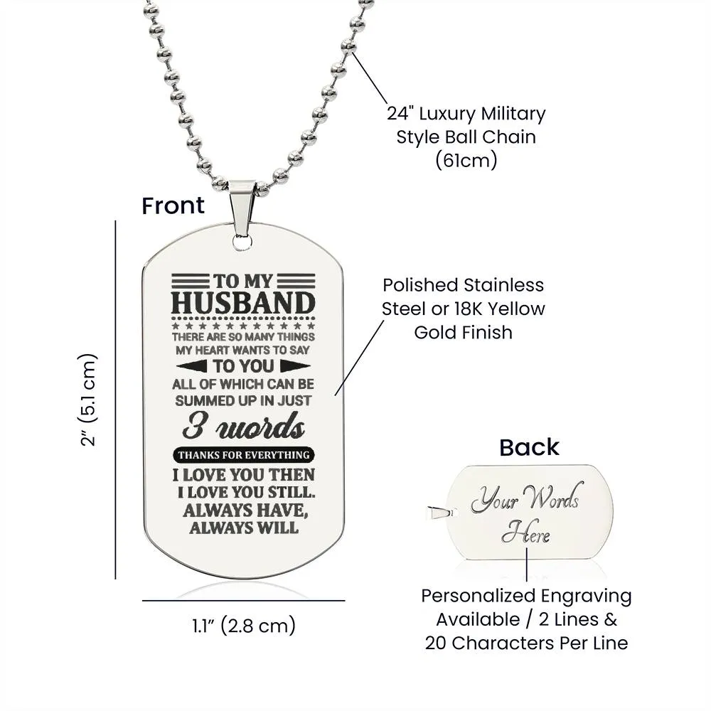 To My Husband Dog Tag